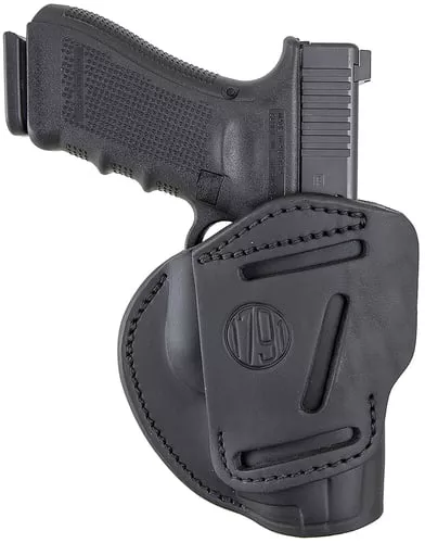 1791 Gunleather 3WH5SBLA 3-WayIWB/OWB Size 05 Stealth Black Leather Belt Loop Compatible w/ Glock 17 Compatible w/ Springfield XD Compatible w/ S&W M&P Compatible w/ HK VP9 Ambidextrous Hand