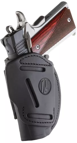 1791 Gunleather 4WH1SBLR 4-WayIWB/OWB 01 Stealth Black Leather Belt Clip Fits 3-4" Barrel 1911