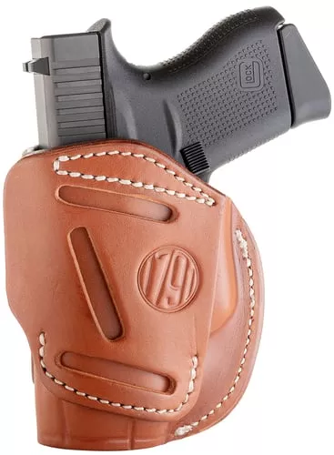 1791 Gunleather 4WH2CBRR 4-WayIWB/OWB Size 02 Classic Brown Leather Belt Clip Compatible w/Ruger LCP/S&W Bodyguard/Glock 42/43/43XRight Hand