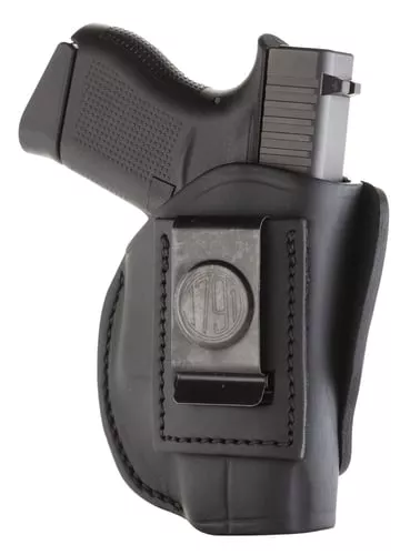 1791 Gunleather 4WH2SBLR 4-WayIWB/OWB Size 02 Stealth Black Leather Belt Clip Compatible w/Ruger LCP/S&W Bodyguard/Glock 42/43/43X Right Hand