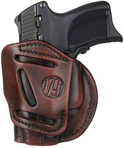 1791 Gunleather 4WH3VTGR 4-WayIWB/OWB Size 03 Vintage Leather Belt Clip Compatible w/Glock 26/Ruger LC9/S&W M&P Shield/2.0 9/40 Right Hand