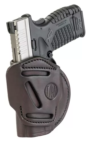 1791 Gunleather 4WH4SBRR 4-WayIWB/OWB Size 04 Signature Brown Leather Belt Clip Compatible w/Glock 26/S&W M&P Shield/Springfield XD/XDS Right Hand