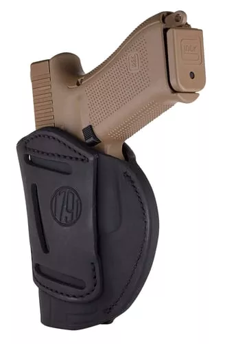 1791 Gunleather 4WH5SBLR 4-WayIWB/OWB 05 Stealth Black Leather Belt Clip Fits S&W M&P/Springfield XD/Glock 17/HK VP9