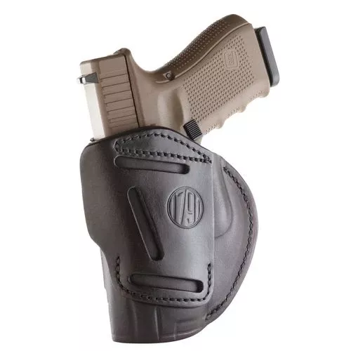 1791 Gunleather 4WH5SBRR 4-Way IWB/OWB 05 Signature Brown Leather Belt Clip Fits S&W M&P/Springfield XD/Glock 17/HK VP9