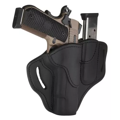 1791 Gunleather BH1M1SBLR BH1M1Stealth Black Leather OWB Browning Hi-Power/Colt 1911/Sig Sauer 1911 Right Hand