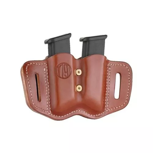 1791 Gunleather Double Stacked Polymer Magazine Double Magazine Pouch 2.2 OWB Ambidextrous Leather Signature Brown