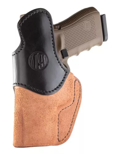 1791 Gunleather RCH4BLBR RCHIWB Size 04 Black/Brown Leather Belt Clip Compatible w/Glock 17/S&W M&P Shield/Springfield XD Right Hand