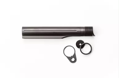 2A Armament 8 position Billet Buffer Tube Assembly for AR10 Rifles - Lightweight Latch Plate, Castle Nut, Fits AR-10 Rifles, Mil Spec, Anodized Black Finish