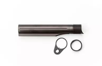 2A Armament 8 position Billet Buffer Tube - Lightweight Latch Plate, Castle Nut, Fits AR15 Rifles, Mil Spec, Anodized Black Finish