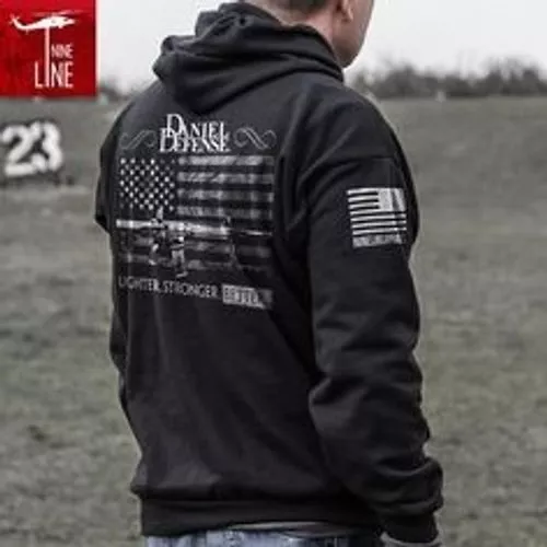 9 Line Daniel Defense Men's Old Glory Hoodie - Grey