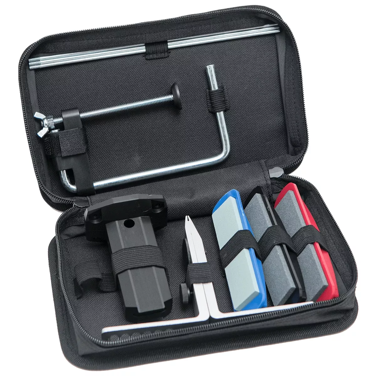 Accusharp 059C 5-Stone Precision Knife Sharpener Set Diamond, Alumina, Ceramic Extra Coarse, Coarse, Medium, Fine, Ultra-Fine