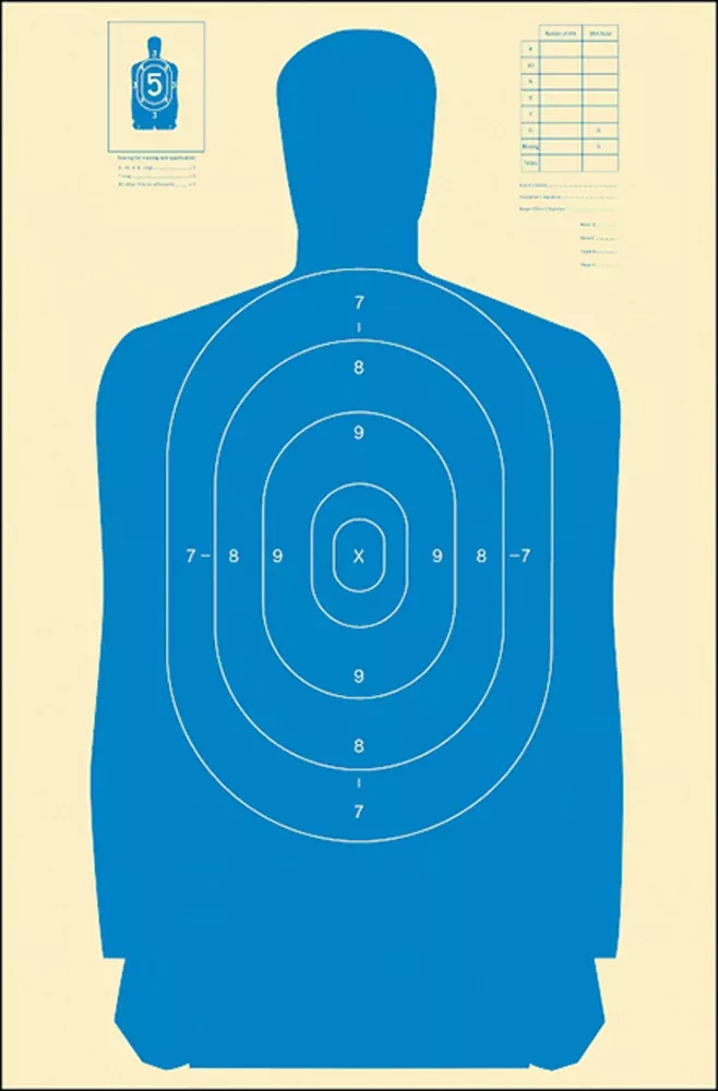 Action Target B-27S Qualification Silhouette Paper Hanging Target 24" x 45" Blue/White 100/Box