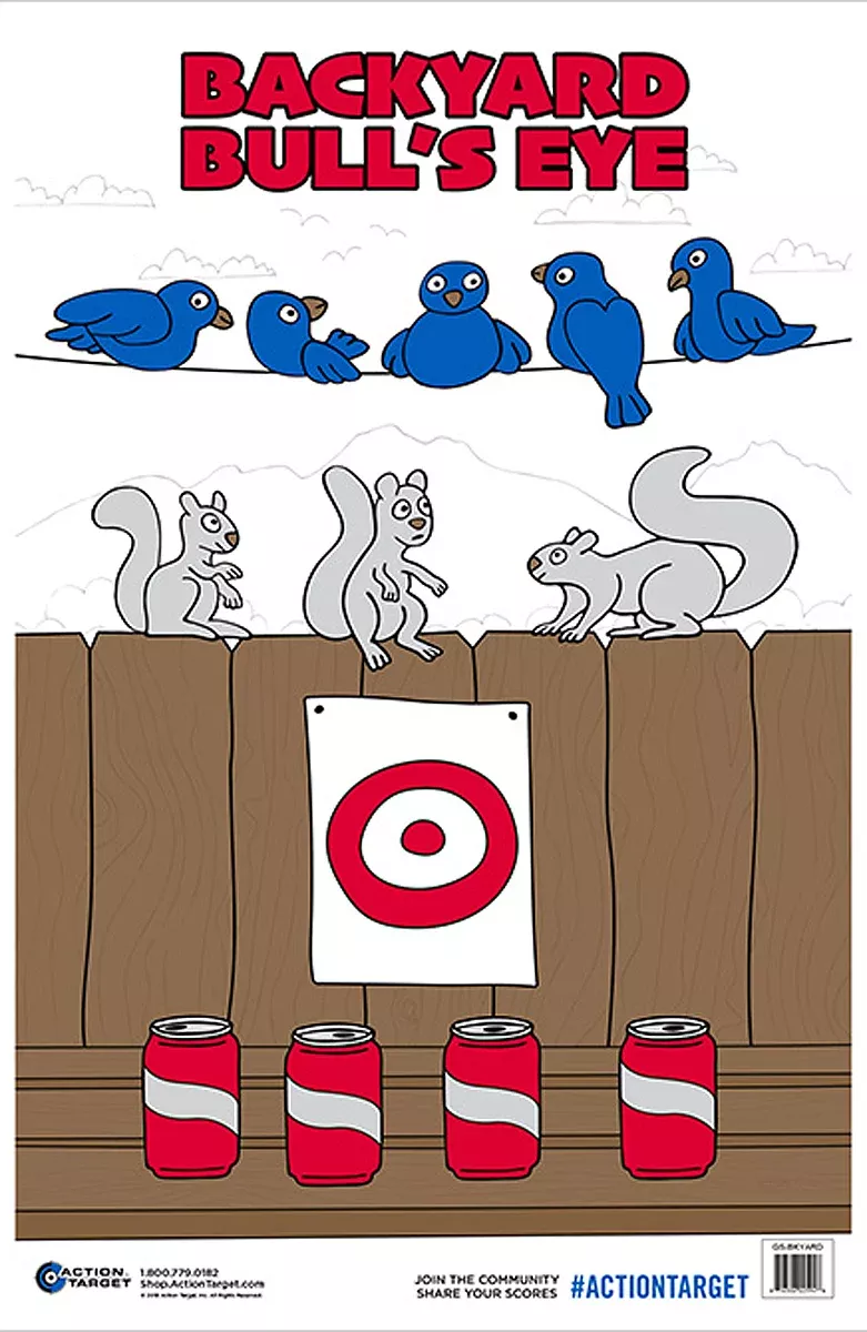 Action Target Back Yard Bull's-Eye Entertainment Paper Hanging Target 23" x 35" Multi-Color 100/Box
