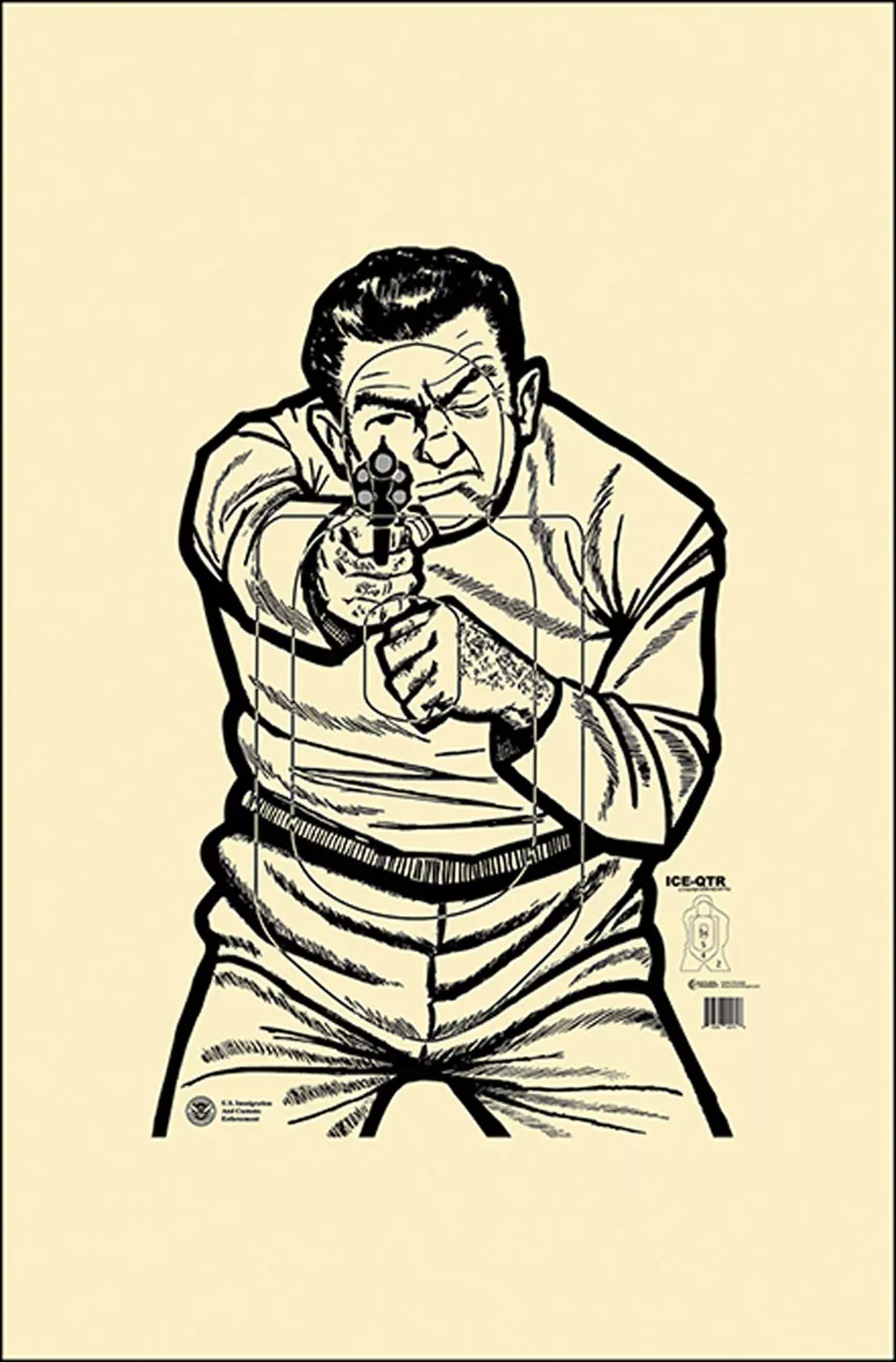 Action Target ICEQT2009100 Qualification US Immigration & Customs Enforcement Man w/Gun 17.5" x 23" Paper Hanging Target 100/Box