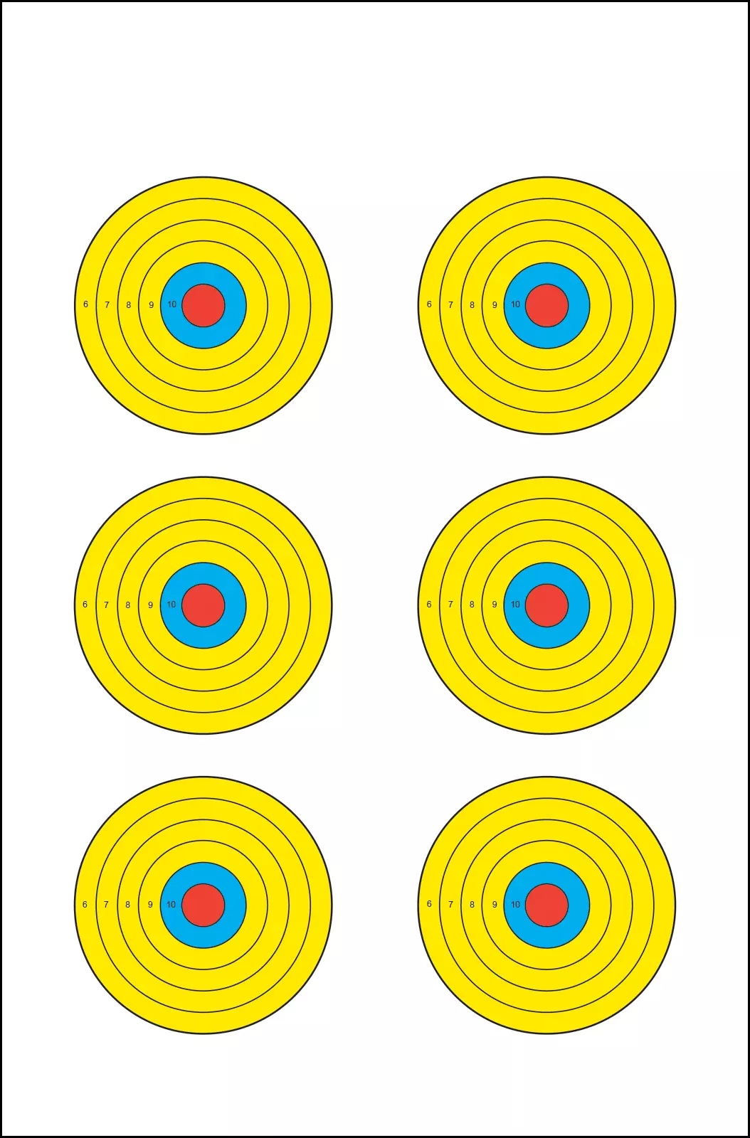 Action Target PR-BE6 High Visibility 6 Bullseye Paper Target 17.5" x 23" Multi-Color 100/Box