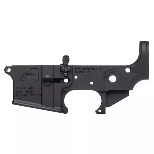 Aero Precision AR-15 Ambidextrous Stripped Lower Receiver with PDQ Ambi Bolt Release Multi Caliber Marked 7075-T6 Aluminum Black