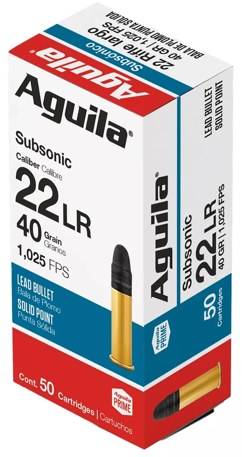 Aguila 1B220269 Subsonic22LR 40gr Lead Solid Point 50 Per Box/20 Case