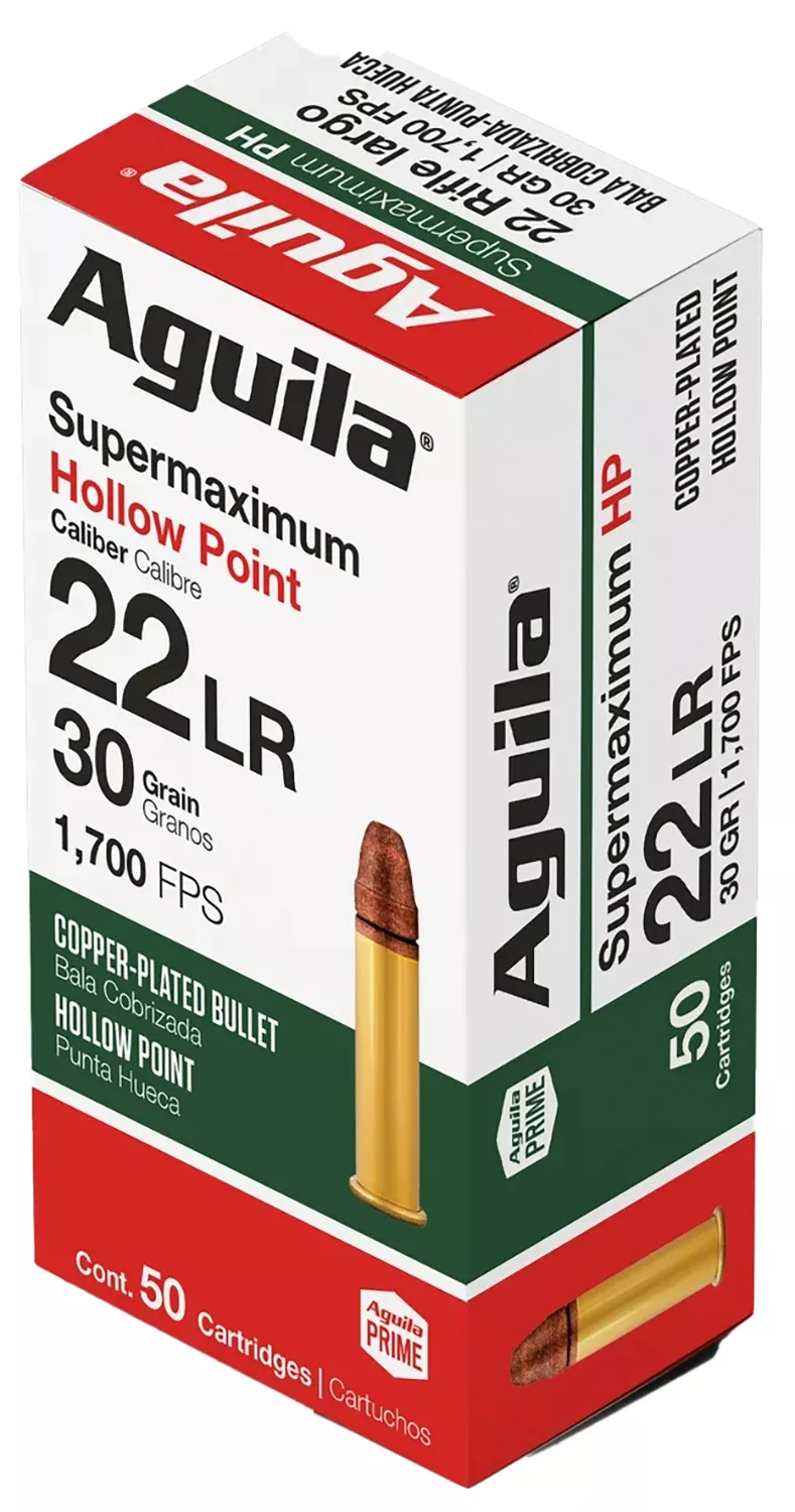 Aguila 1B220297CPHP Supermaximum22LR 30gr Hollow Point 50 Per Box/20 Case