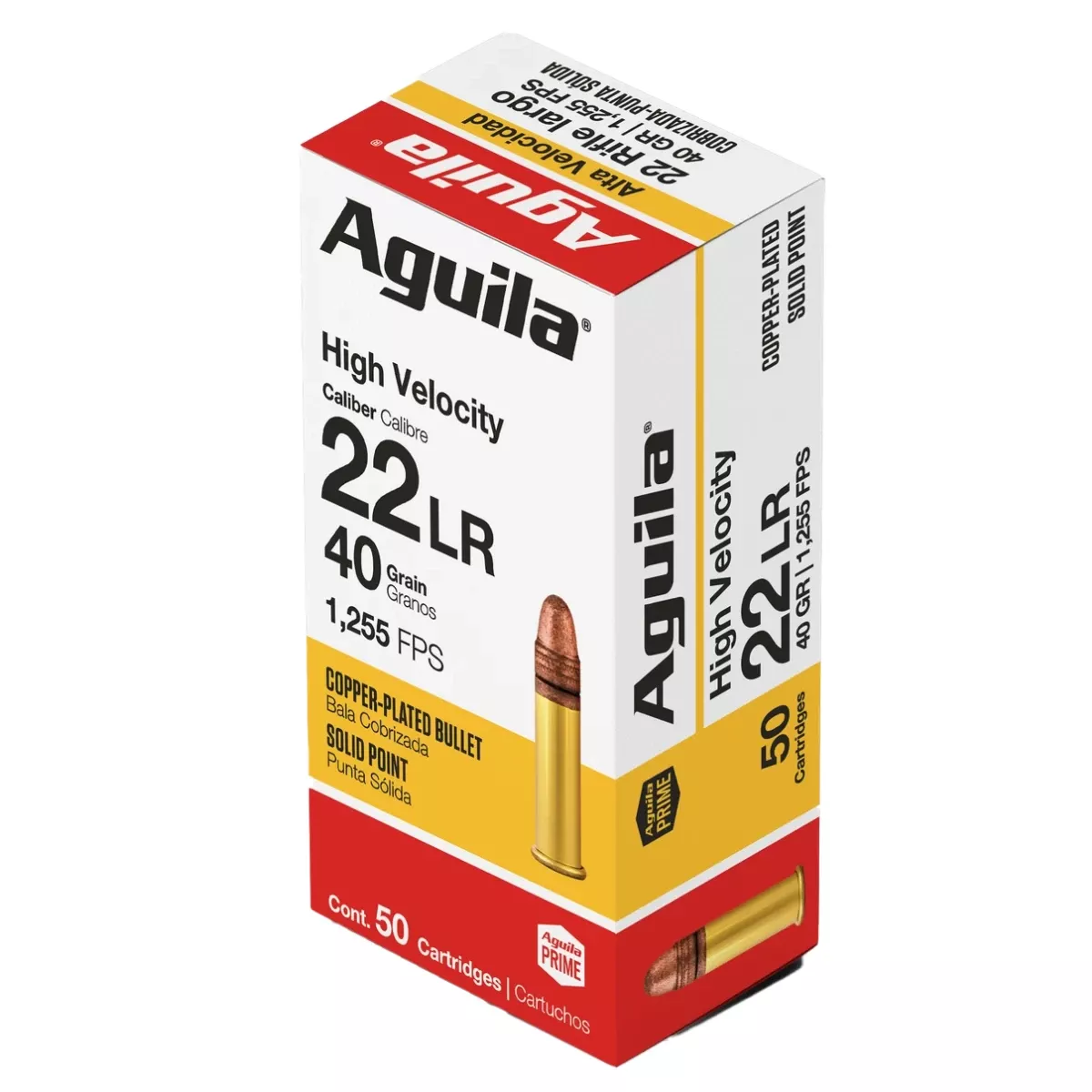 Aguila 1B220328 Super Extra High Velocity 22LR 40gr Copper Plated Solid Point 50 Per Box/40 Case