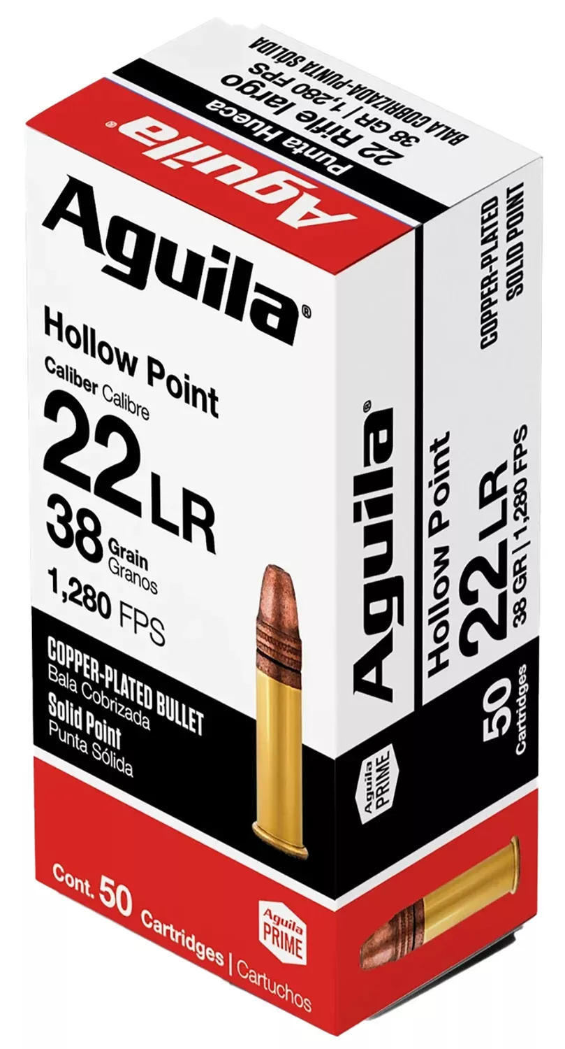 Aguila 1B220335 Super Extra High Velocity 22LR 38gr Copper Plated Hollow Point 50 Per Box/40 Case