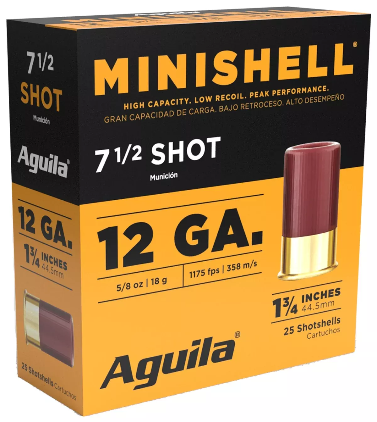 Aguila 1C128968 Minishell12 Gauge 1.75" 5/8 oz 1175 fps 7.5 Shot 20 Bx/25 Cs