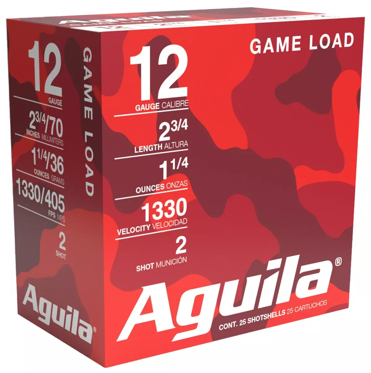 Aguila 1CHB1202 Game Load12Gauge 2.75" 1 1/4oz 2Shot 25 Per Box/10 Case