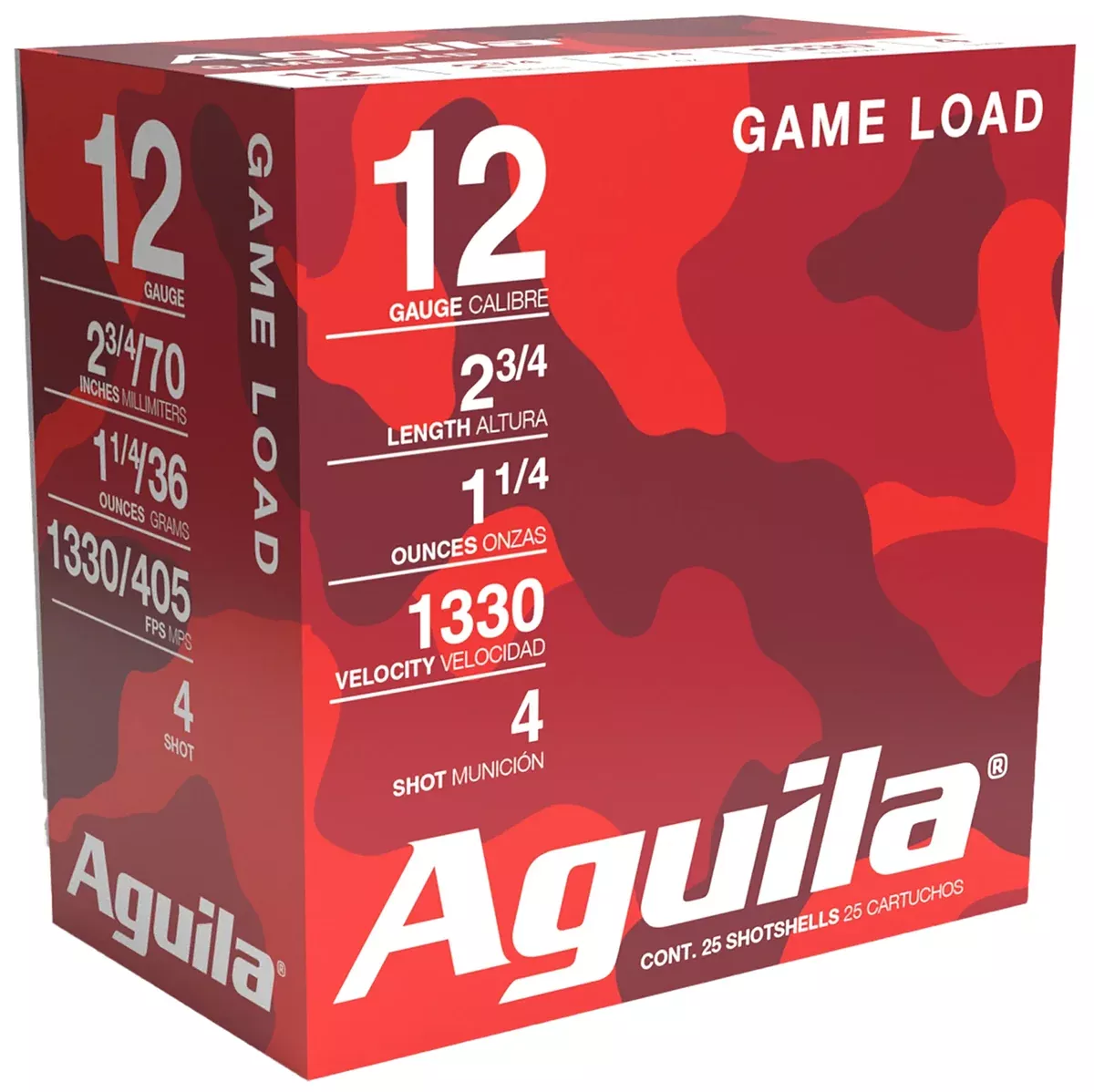Aguila 1CHB1204 Game Load12Gauge 2.75" 1 1/4oz 4Shot 25 Per Box/10 Case