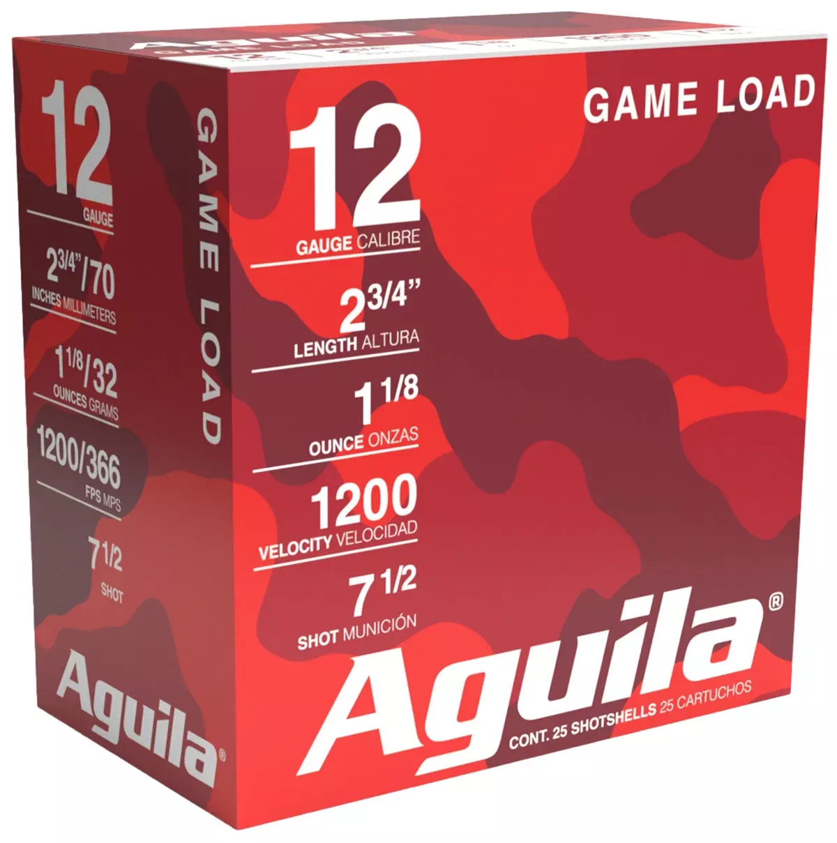 Aguila 1CHB1217 Game Load12Gauge 2.75" 1 1/8oz 7.5Shot 25 Per Box/10 Case