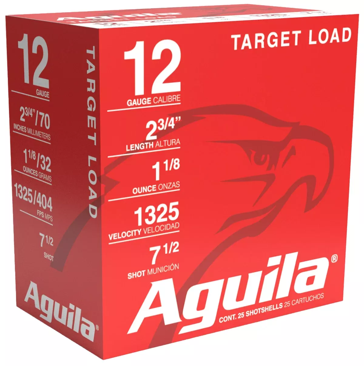 Aguila 1CHB1246 Sporting Clays12Gauge 2.75" 1 1/8oz 7.5Shot 25 Per Box/10 Case