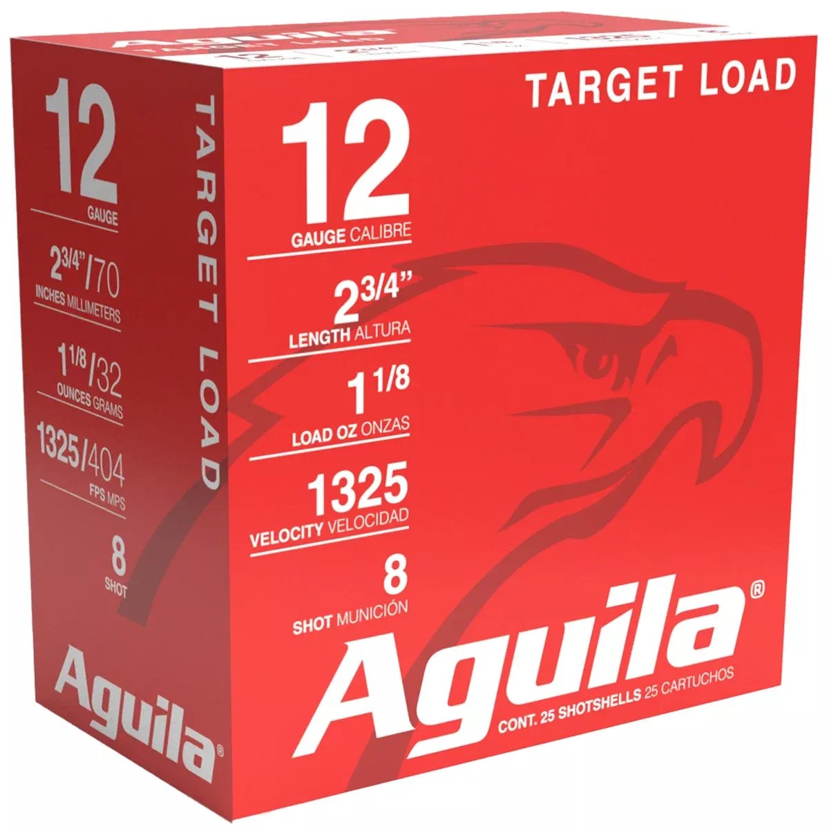 Aguila 1CHB1248 Sporting Clays12Gauge 2.75" 1 1/8oz 8Shot 25 Per Box/10 Case