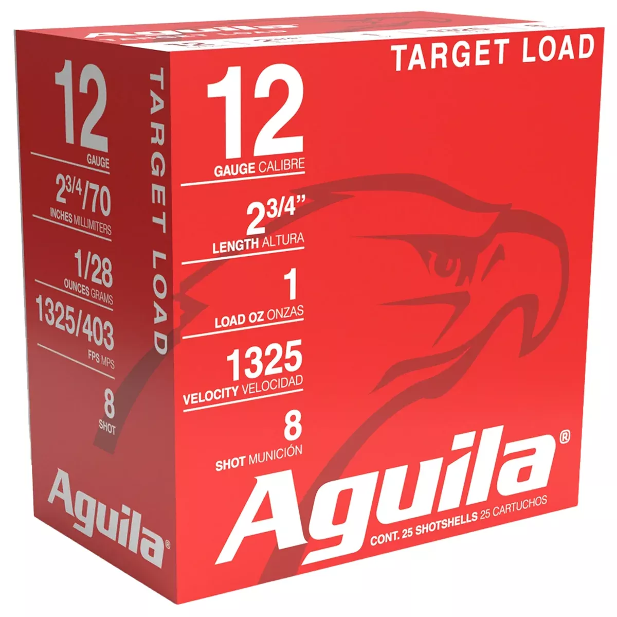 Aguila 1CHB1286 Sporting Clays12Gauge 2.75" 1oz 8Shot 25 Per Box/10 Case