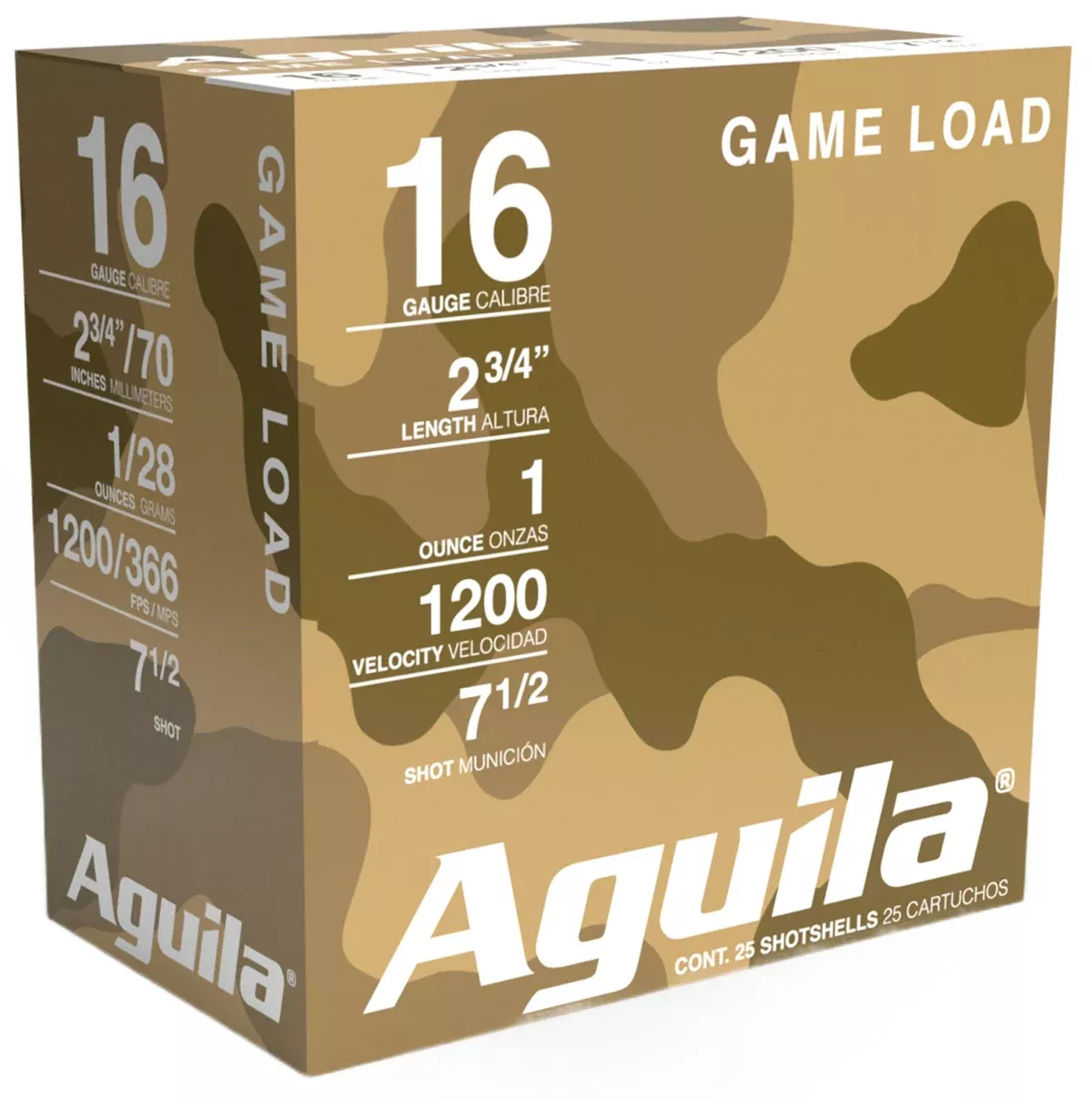 Aguila 1CHB1617 Game Load16Gauge 2.75" 1oz 7.5Shot 25 Per Box/10 Case
