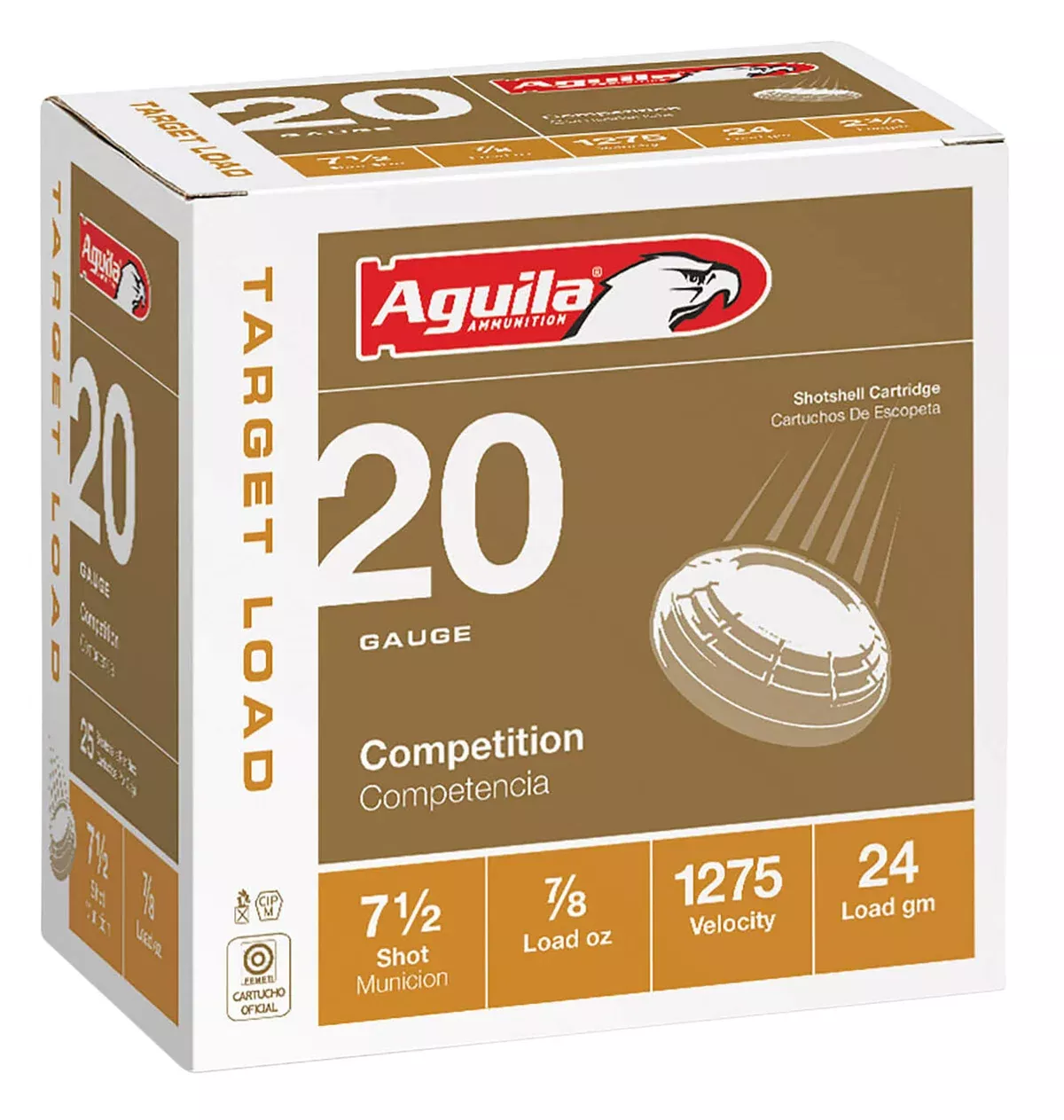 Aguila 1CHB2037 Target Load Competition 20Gauge 2.75" 7/8oz 7.5Shot 25 Per Box/10 Case