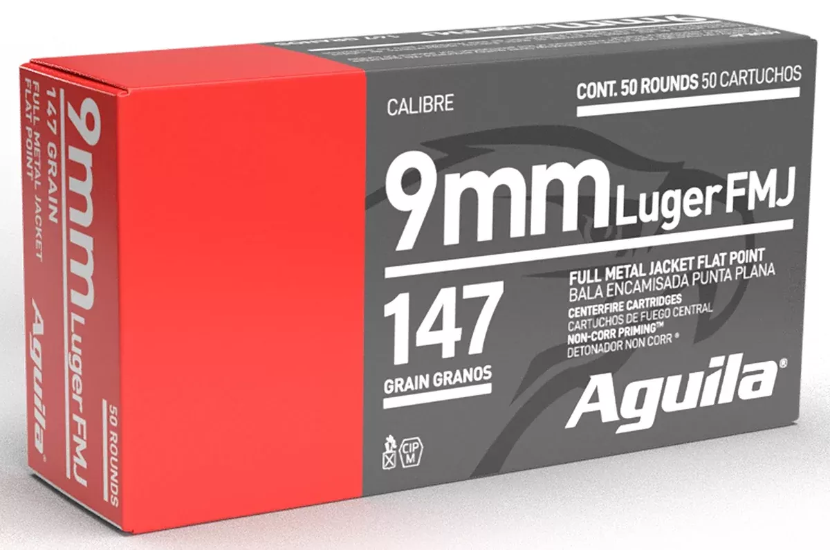 Aguila 1E097719 9mm Luger 147gr Full Metal Jacket Flat Point 50 Per Box/20 Case