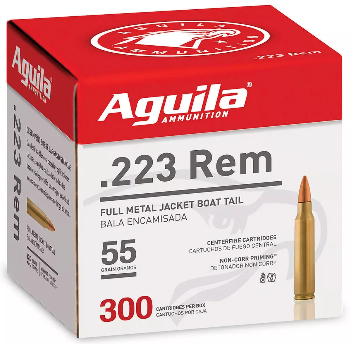 Aguila 1E223108 223Rem 55gr Full Metal Jacket 300 Per Box/4 Case