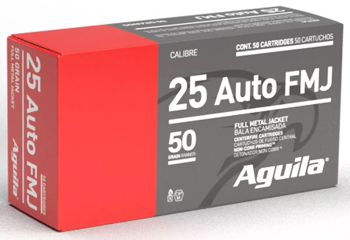 Aguila 1E252110 25ACP 50gr Full Metal Jacket 50 Per Box/20 Case