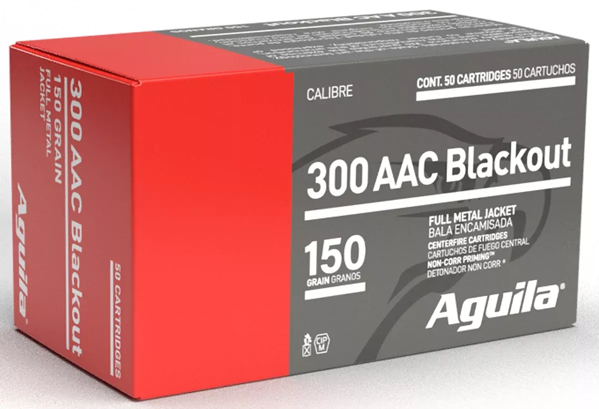 Aguila 1E300110 300Blackout 150gr Full Metal Jacket Boat Tail 50 Per Box/20 Case