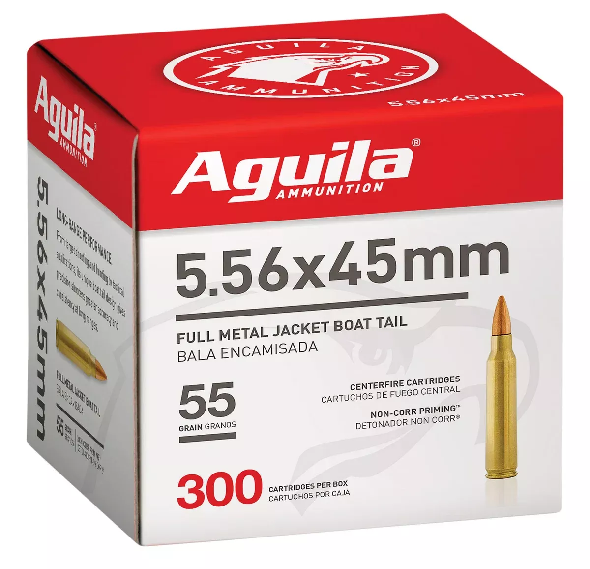 Aguila 1E556126 5.56x45mm NATO 55gr Full Metal Jacket Boat Tail 300 Per Box/4 Case