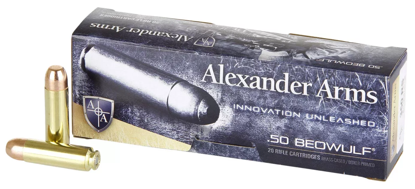 Alexander Arms AB350RSBOX Round Shoulder50Beowulf 350gr Flat Point 20 Per Box/10 Case