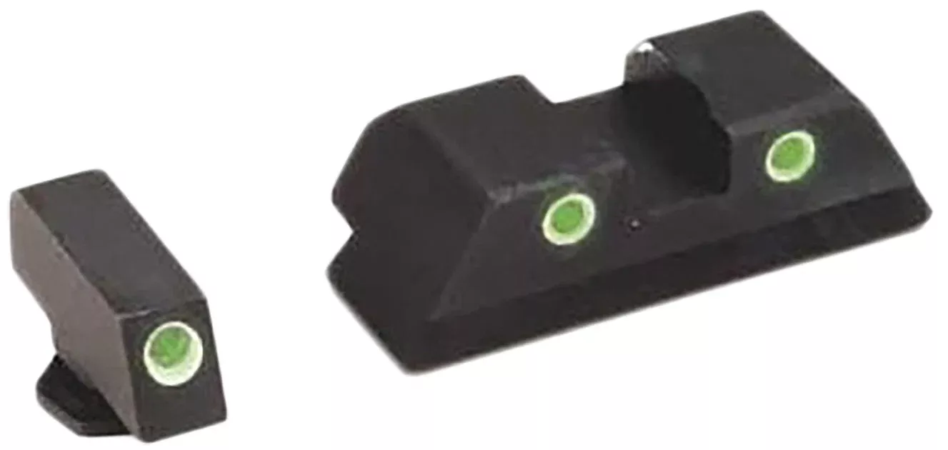 AmeriGlo GL113 Classic Tritium Sight Set for GlockGreen Tritium White Outline Front Sight-Green Tritium White Outline Rear Sight