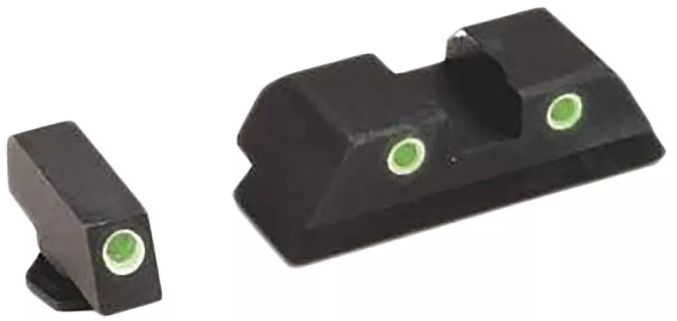 AmeriGlo GL119 Classic Tritium Sight Set for GlockGreen Tritium White Outline Front Sight-Green Tritium White Outline Rear Sight
