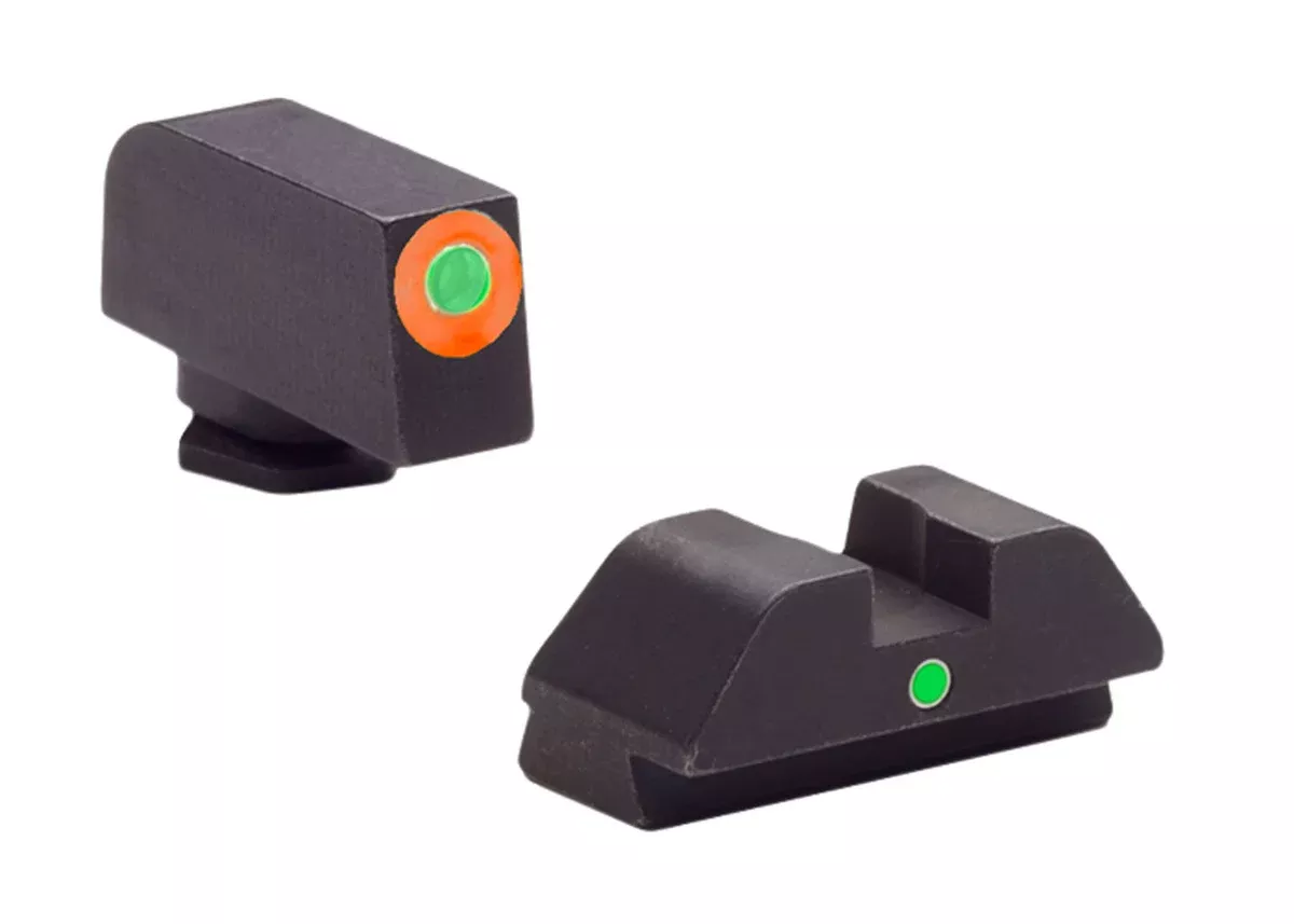 AmeriGlo GL205 i-Dot SightSet for GlockGreen Tritium Orange Outline Front Sight-Green Tritium Rear Sight