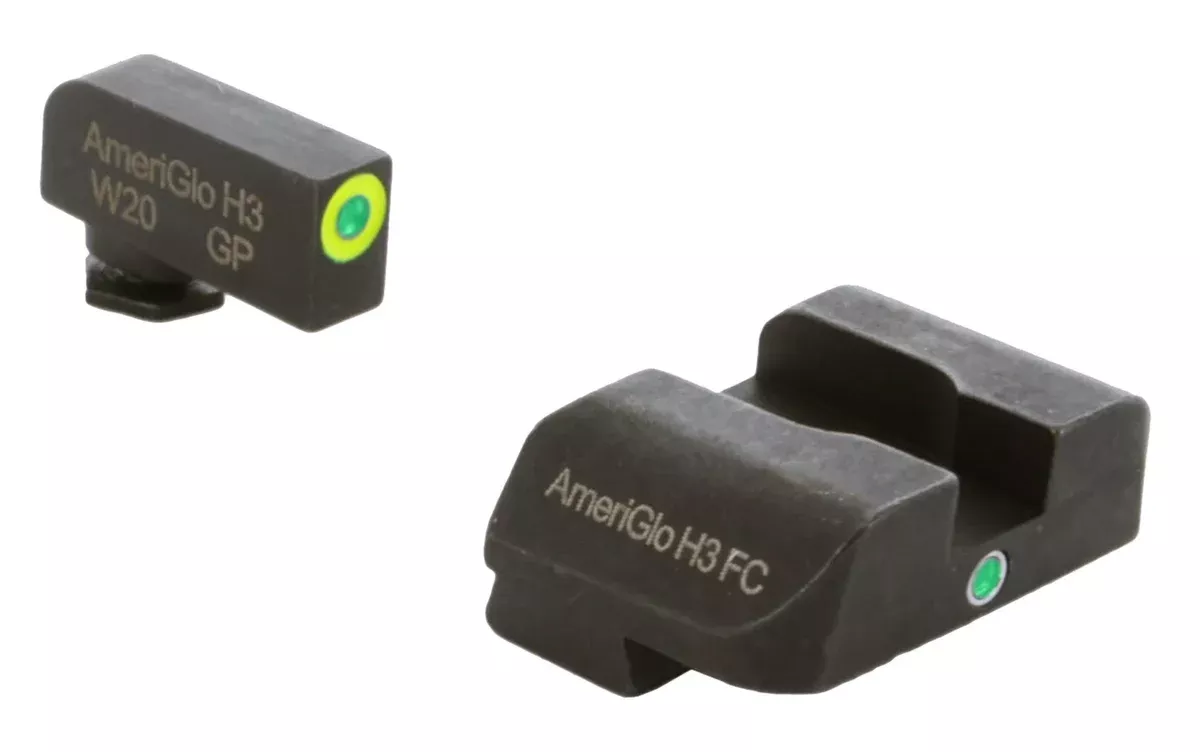 AmeriGlo GL301 i-Dot SightSet for GlockGreen Tritium LumiGreen Outline Front Sight-Green Tritium Rear Sight