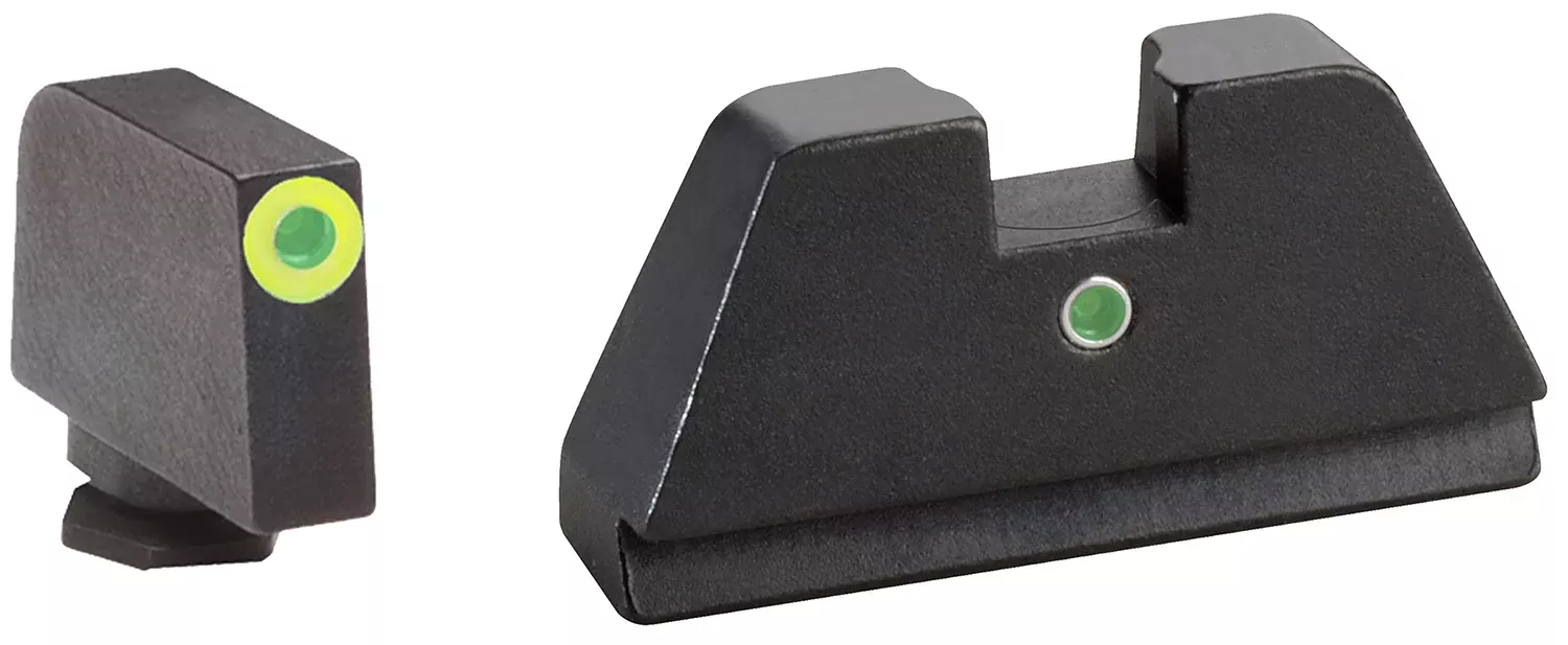 AmeriGlo GL391 Optic Compatible Sight Set for GlockXL Tall Green Tritium LumiGreen Outline Front Sight-Green TritiumRear Sight