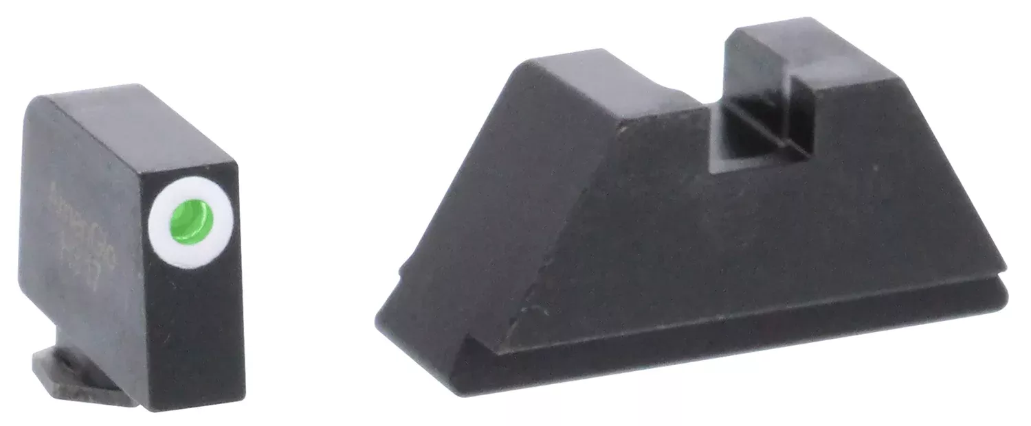 AmeriGlo GL411 Optic Compatible Sight Set for GlockXL Tall Green Tritium White Outline Front Sight-Green Tritium Black Rear Sight