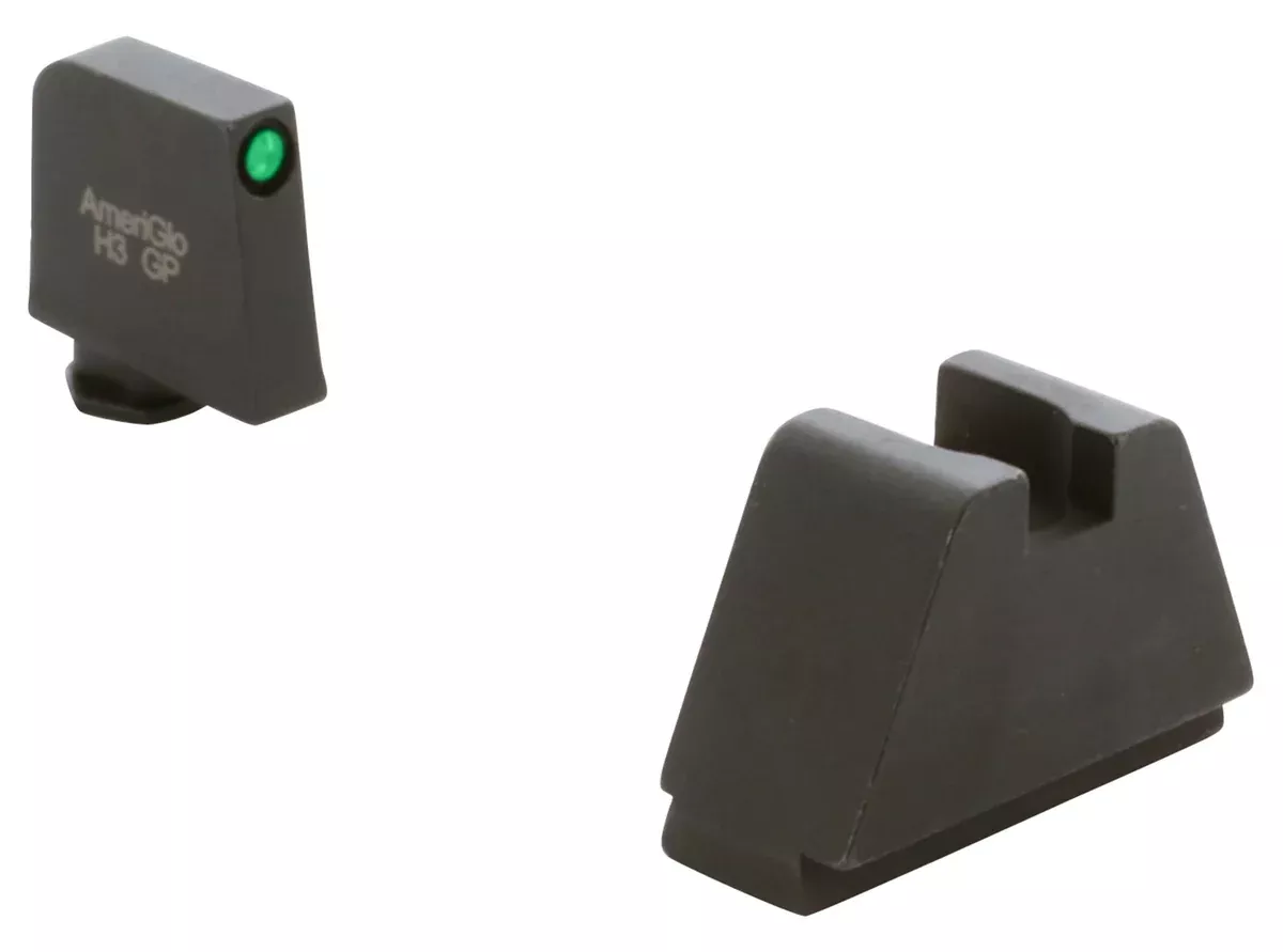 AmeriGlo GL812 Optic Compatible Sight Set for GlockBlack | 5XL Tall Green Tritium with Black Outline Front Sight 5XL Tall Black Rear Sight