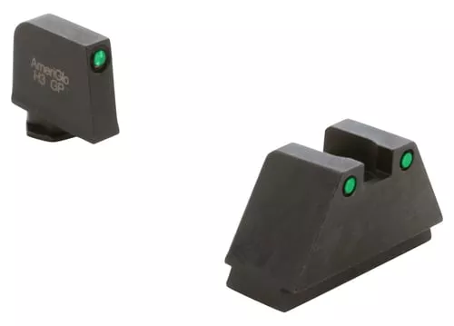 AmeriGlo GL815 Optic Compatible Sight Set for Glock3XL Tall Green Tritium Black Outline Front Sight-Green Tritium Black Outline Rear Sight