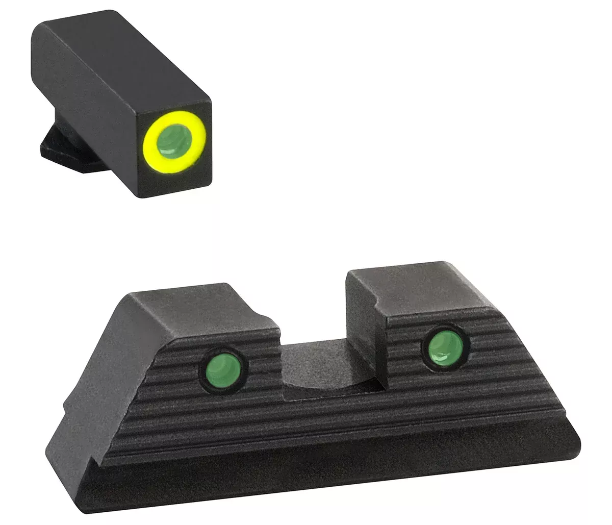 AmeriGlo GL820 Trooper Sight Set for GlockGreen Tritium Lumigreen Outline Front Sight-Green Tritium Black Outline Rear Sight