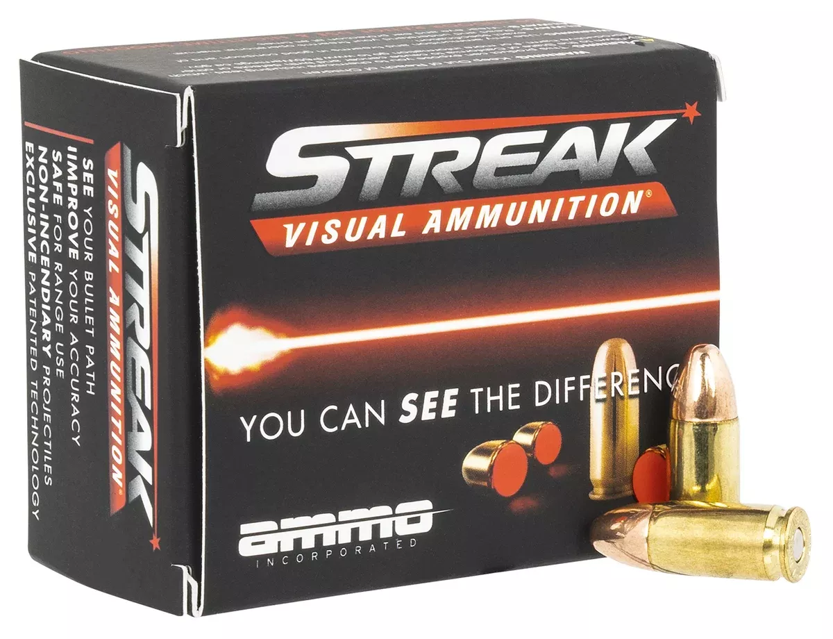 Ammo Inc 9115TMCSTRKRED Streak Visual9mm Luger 115 gr Total Metal Case (TMC) 20 Box/10 Case