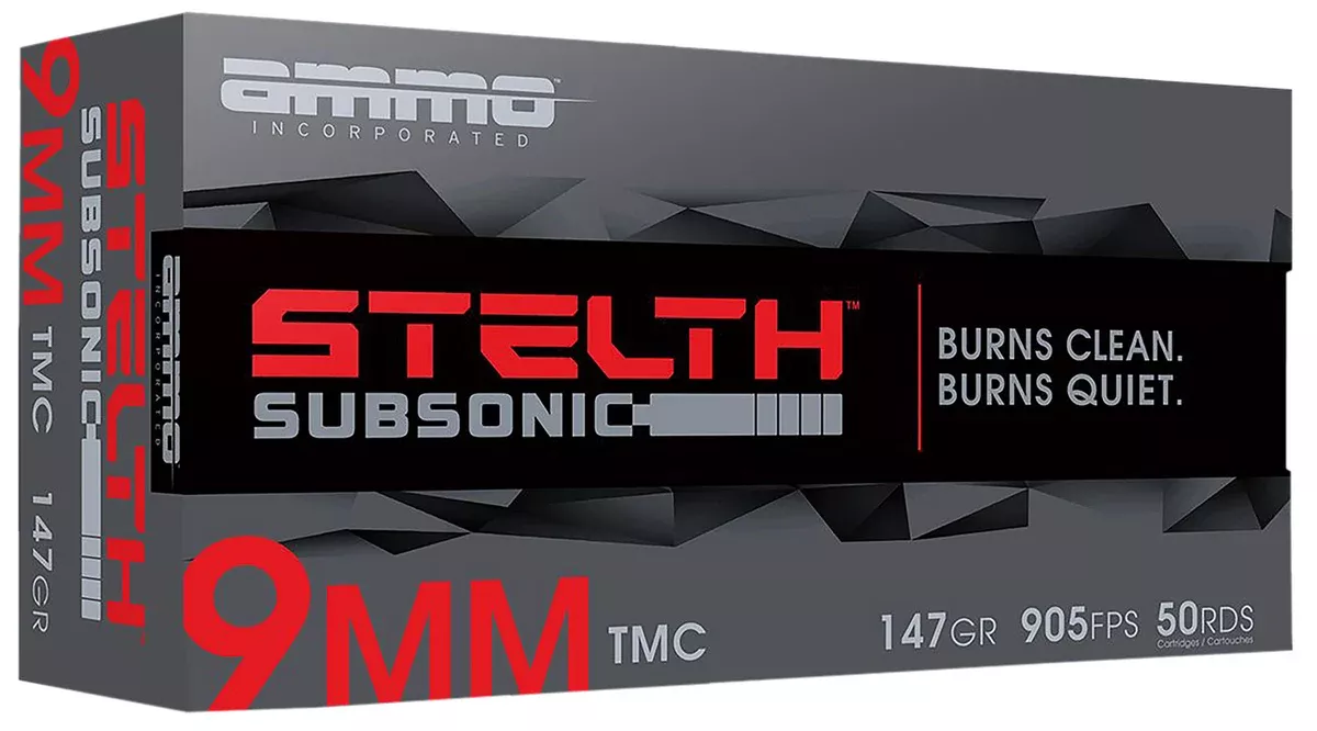 Ammo Inc 9147TMCSTL stelTH9mm Luger 147gr Total Metal Case 50 Per Box/20 Case